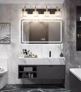 Hj-8600-4t Ralbay Led Modern Crystal Vanity Lights Fixtures 4 Black