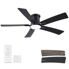 Dy1135x-5b Realmate Dy1135x-5b/52 52 Inch Ceiling Fans With Lights And Remote Black Low Profile Fan F