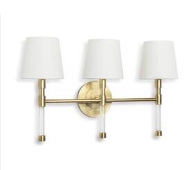 Regina Andrew 15-1210 Auburn Triple Wall Sconce Brushed Gold White Cone Shades