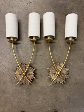 15-1064 Regina Andrew Detroit Louis Wall Sconce Antique Gold - Pair