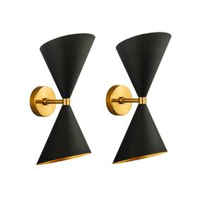 Rennnsan 721805621220 Set Of 2 Industrial Black Dual Cone Wall Sconce 2-light