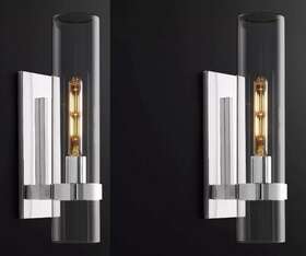 68590919pn Restoration Hardware Ravelle Grand Polished Nickle Wall Sconce Set/2