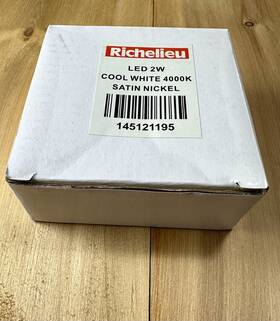 145121195 Richelieu Led 2w Cool White Puck Light 4000k Satin Nickel