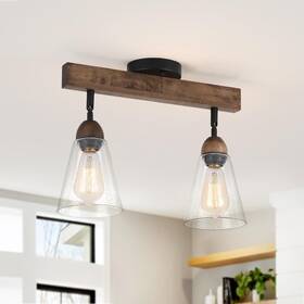 6703a Rkucsr 2-light Rustic Farmhouse Glass Track Flush Mount Ceiling Light Fixture Mini C