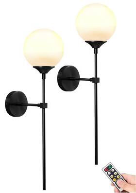 Rnxiark 481119830474 Glass Globe Wall Sconces Lighting Battery Operated Remote Set 2indoor Wireless W