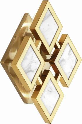 Robert Abbey 008322812837 382 Edward Modern Brass With White Marble 2 Light Wall Sconce New