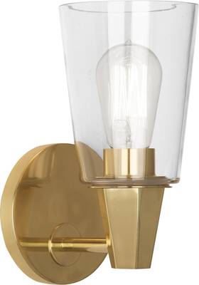 254c Robert Abbey Wheatley Clear Wall Sconce 10 Inch Tall - Brass 254c Robert Abbey Wheatley Clear Wall Sconce 10 Inch Tall - Brass