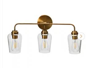 Robert Stevenson Lighting 191009507703 Stevens Holden 23 Inch Metal And Glass 3 Light Vanity Brushed Bronze