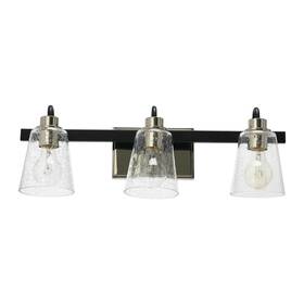 Ec1174c Robert Stevenson Lighting Jameson 22 Inch 3 Light Matte Black Nickel Vanity Seedy Glass