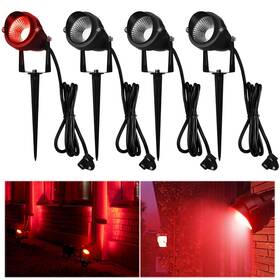 Xuu-rossesay-0581 Rossesay 4 Pcs Christmas Red Spotlight Outdoor Plug In Landscape Lighting 12w Ip66 Wat