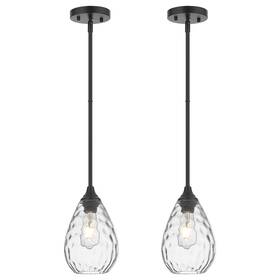 Ly06-bl-2p Saduenfr Black Pendant Lights Kitchen Island 2 Pack Modern Glass Light Fixtur