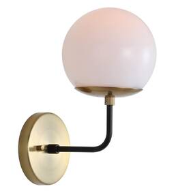 Scn4017a Safavieh 889048613775 Lighting Cayden Brass Gold And Black Wall Led Bulb Included Sconce