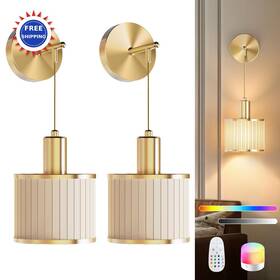 Saimand 728161880506 Battery Operated Wall Sconce Set Of 2 Wireless Rechargeable Led Lamps Cordless