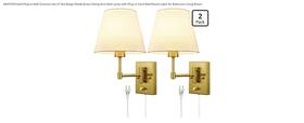 3073bu-j-c-2 Samteen Plug-in Wall Sconces Set Of Two Beige Shade Swing Arm Lamp With
