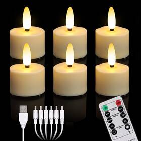 Th-07 Sanmli 6 Pack Led Tea Lights Usb Rechargeable With Remote Control And Timer Warm White