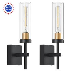 018b1-2c Santostock Wireless Wall Sconces Remote Control Battery Operated Set Rechargeable Black