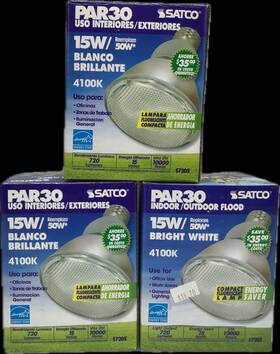 S7205 Satco 045923072055 15 Watt Par30 Compact Fluorescent 4100k 82 Cri Medium Base 720 Lumen S7205 Satco 045923072055 15 Watt Par30 Compact Fluorescent 4100k 82 Cri Medium Base 720 Lumen