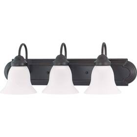 3162 Satco 60/3162 3-light Mahogany Bronze Vanity Light With Frosted White Glass