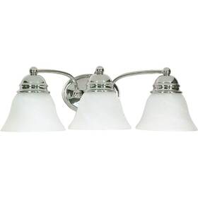 Satco 60/338 3-light Polished Chrome Vanity Light With Alabaster Glass Bell Shades