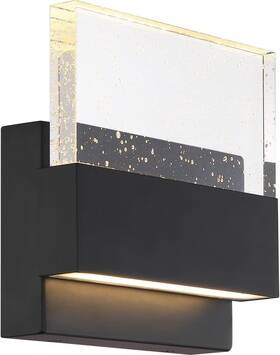 62-1512 Satco Nuvo Led Wall Sconce With Seeded Glass Matte Black Finish New