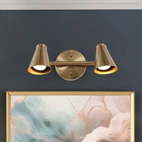 Savonnerie 714651961299 Modern 2-light Black Gold Bathroom Vanity Light Dimmable