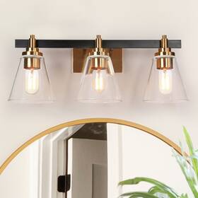 Savonnerie 714651961480 2/3/4 Light Mid-century Modern Black Gold Bathroom Vanity