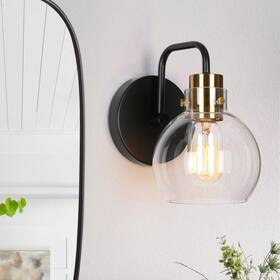 Savonnerie 714651961596 Modern 1-light Black Gold Wall Sconces Dimmable Bathroom