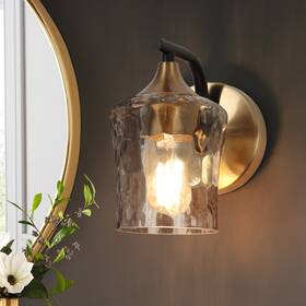 Savonnerie 714651961671 Modern 1-light Black Gold Wall Sconce Glass Vanity Lights