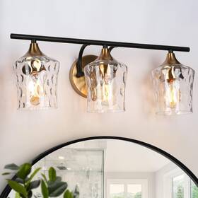 Savonnerie 714651961695 2/3/4-light Modern Gold Black Bathroom Vanity Light Wall Sconce With Hammered
