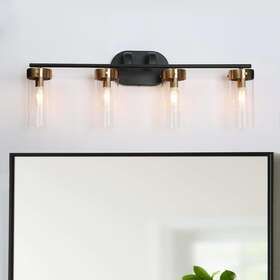 Savonnerie 714651963378 Modern Black Gold 1/2/3/4-light Linear Bathroom Vanity Light