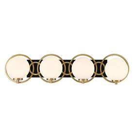 8-6180-4-143 Savoy House Alhambra 4-light Bathroom Vanity Light In Matte Black With Warm Brass
