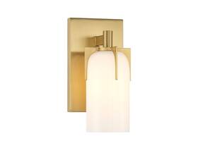 9-4128-1-322 Savoy House 822920308499 Caldwell Vintage Mid-century Modern Etched White Opal Glass Bath