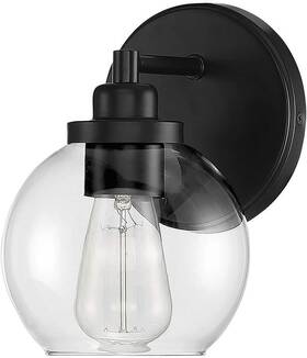 9-4050-1-bk Savoy House Carson Matte Black With Clear Glass Shade Light Sconce Vanity 6x9 Inch 9-4050-1-bk Savoy House Carson Matte Black With Clear Glass Shade Light Sconce Vanity 6x9 Inch