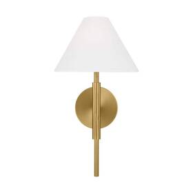 Djw1011sb Scott Living Porteau 1-light Satin Brass Wall Sconce With White Linen Fabric