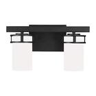4421602-112 Sea Gull Lighting Vanity Light With Glass Etched Shade 14.625inch 2-light Black