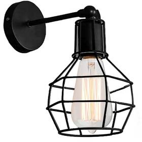 Wqeqwt74 Seigun Black Wall Sconces Adjustable Head Vintage Cage Mount Light Lightess Bl