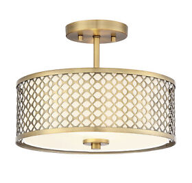 Tw60016nb Semi-flush Mount Ceiling Light In Natural Brass Trade Winds Lighting Hutchins