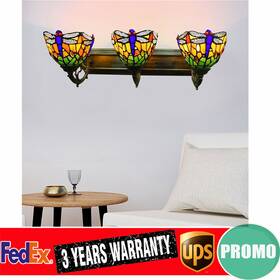Hg-hslt-4401 Senderpick Dragonfly Wall Sconce Lamp Stained Glass Bathroom Lighting Fixture Tiffany Style