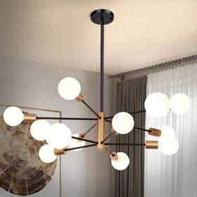 D6112-10-gdbk Sheetea 10-light Sputnik Chandelier Black And Gold Chandeliers Pendant Lighting Mod