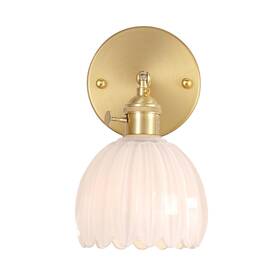 Shenmoyl 756166179332 Vintage Wall Sconces With White Tulip Glass Lampshade 180 Degree Adjustable B