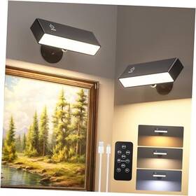 El-hsrf-02 Shenzhen E-lover Technology Co. Ltd 2pcs Rechargeable Wall Light With Remote Battery Operated 3 Color 2 Pack Black