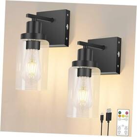 Tzlus-mdd-15sh Shenzhen Tianzhilan E-commerce Co. Ltd Battery Operated Wall Sconce Set Of Two Remote And Touch Control Black-square