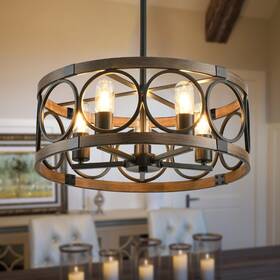 Myx-005-tydk-mwbk-5l Shiandar Flush Mount Ceiling Light Fixture 5 Black Farmhouse Chand