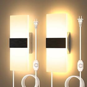 Shinbeam 732657331281 Plug In Wall Sconces Set Of Two Dimmable Light With Dimmer On/o Shinbeam 732657331281 Plug In Wall Sconces Set Of Two Dimmable Light With Dimmer On/o