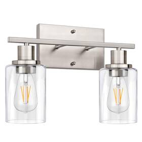 Ddx-2wsl01-1 Shinetech 2-light Bathroom Light Fixtures Modern Vanity Lights With Clear Glass Shade