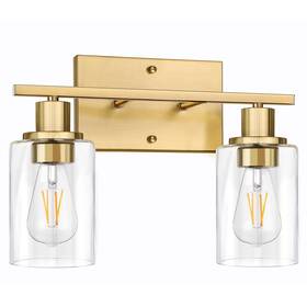 Ddx-2wslg01-1 Shinetech 2-light Gold Bathroom Vanity Fixture Modern Wall Sconce With Glass