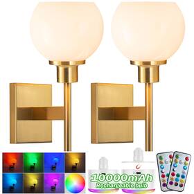 Slhyfmo 348356785848 Battery Operated Wall Sconce Set Of 2 Rgb Color Changing Rechargeabl
