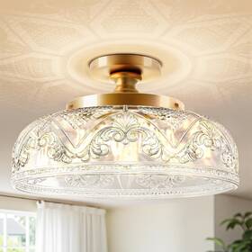 3011c-3bc-1pus Slypadan Semi Flush Mount Ceiling Light 12 Inch Large Gold Fixture 3-l