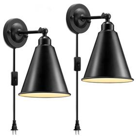 Lgiht-002 Slyymy Plug In Wall Sconce Metal Black Swing Arm Industrial Vintage Wa
