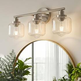 Smplhavn B1490 3-light Nickel Vanity Light 22 Inch Wall Sconces With Clear Glass Shade